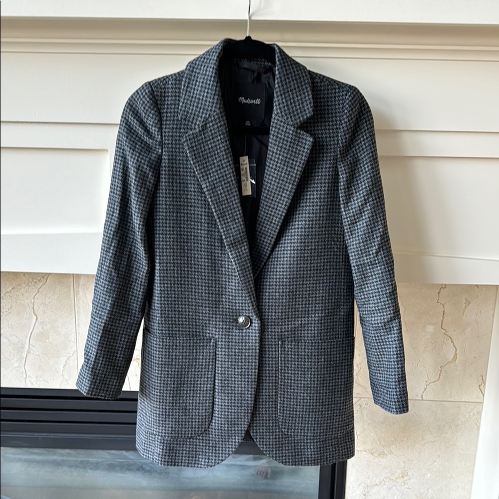 Madewell Gray Houndstooth Blazer